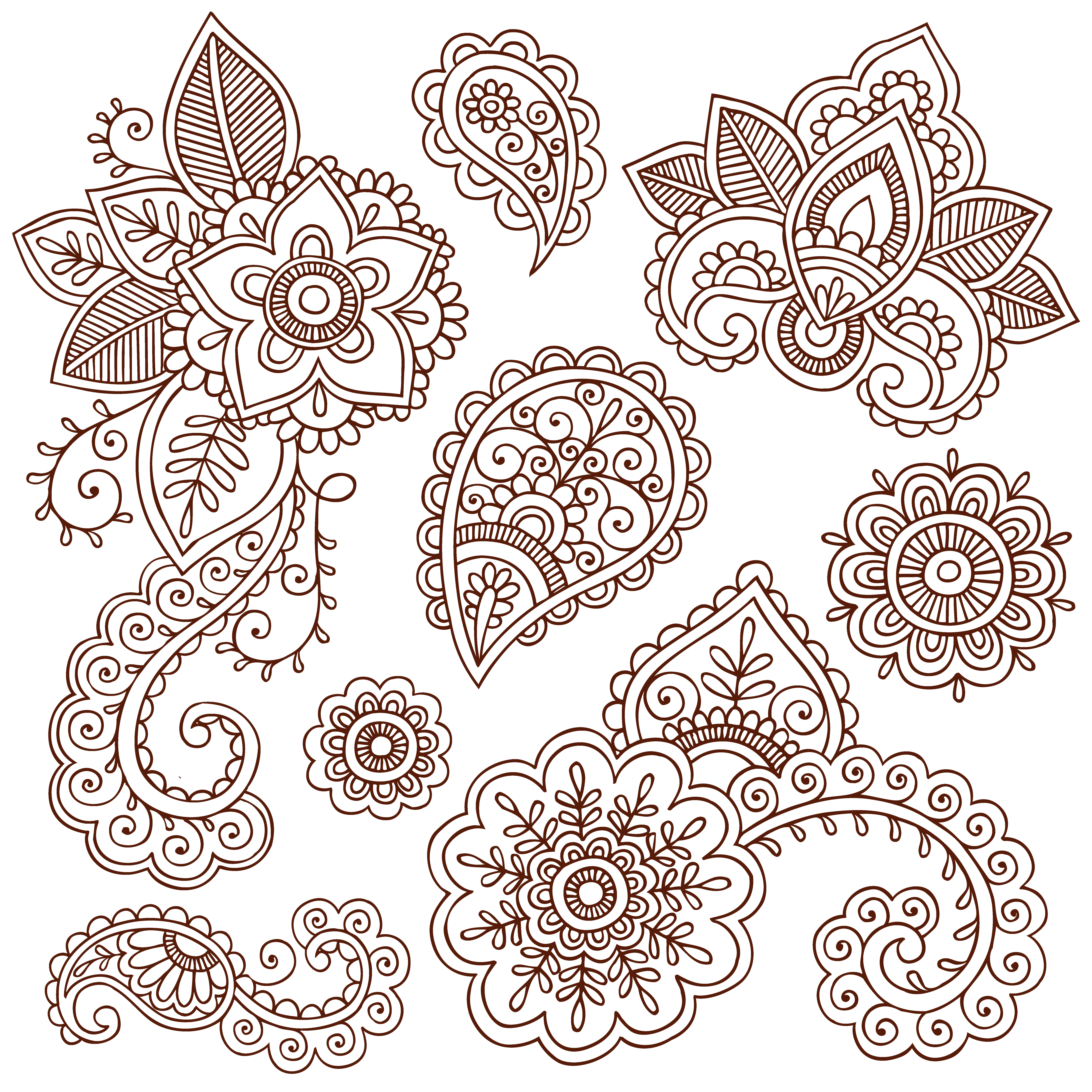 7200x7200 Download Tattoo Paisley Material Ham Pattern Henna Vector Clipart