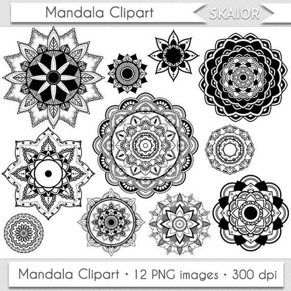 570x570 Mandala Clipart Vector Mandala Clip Art Henna Tattoo Lotus Etsy
