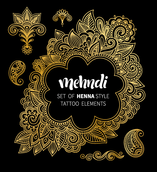 500x550 Mehndi Styles Henna Tattoo Elements Vector Free Download