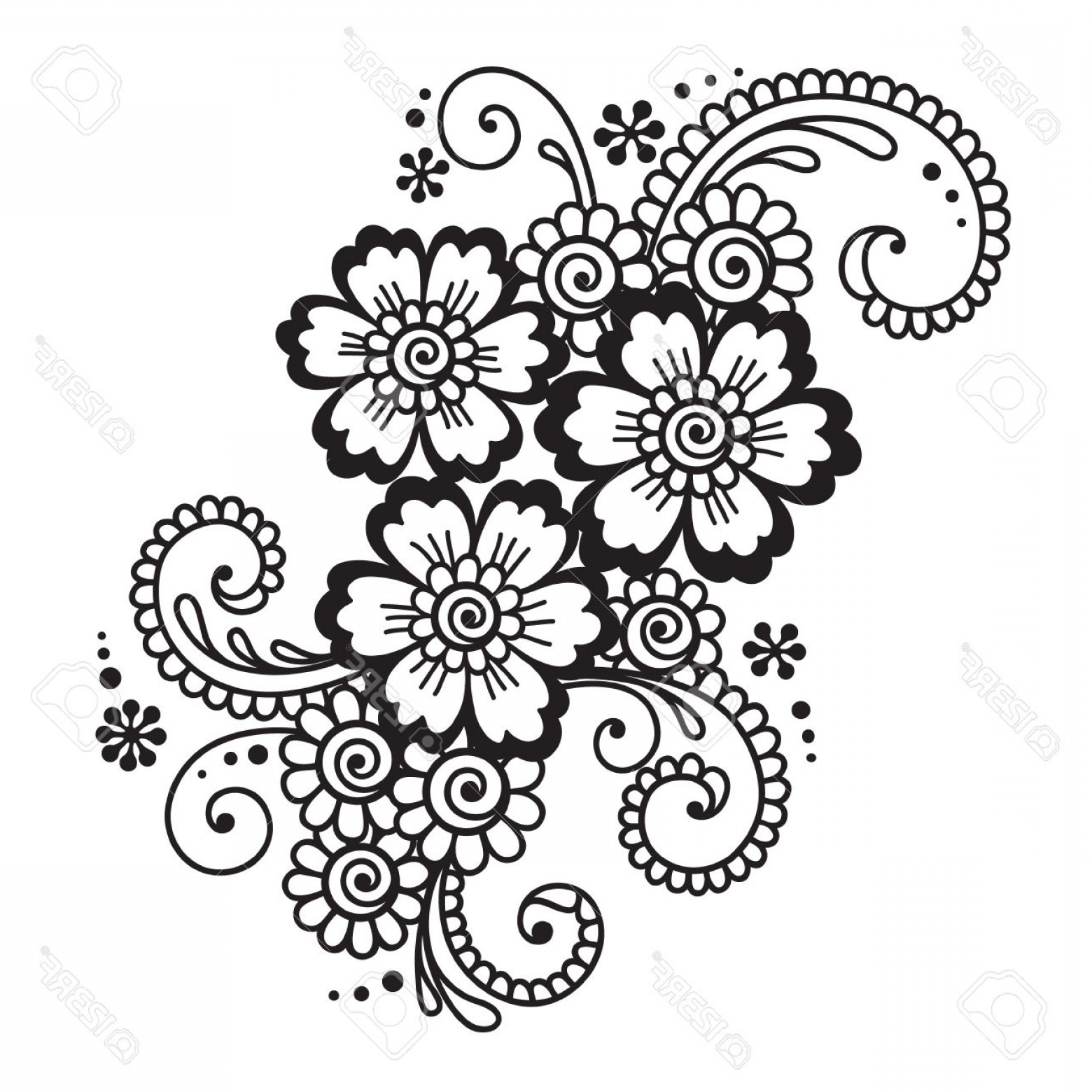 1560x1560 Photostock Vector Hand Drawn Abstract Henna Mehndi Flower Ornament