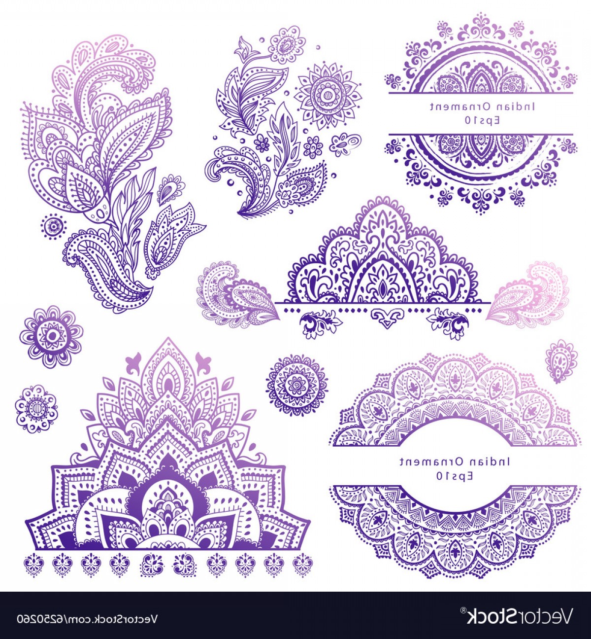 1200x1296 Set Of Indian Floral Ornaments Mandala Henna Vector Handandbeak