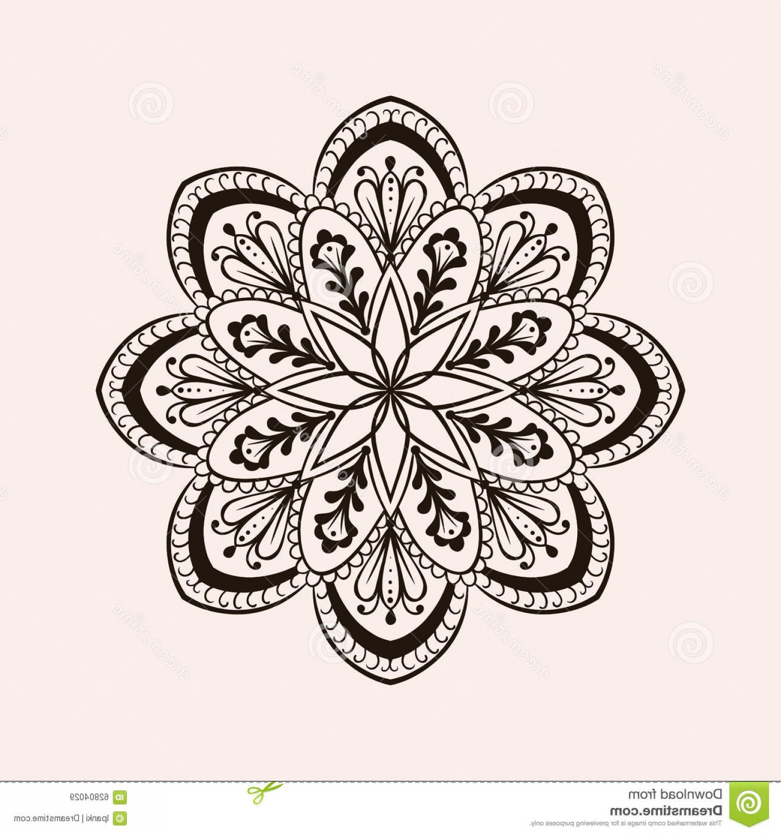 1560x1668 Vector Henna Ethnic Mandala Boho Tattoo Design In Doodle Style