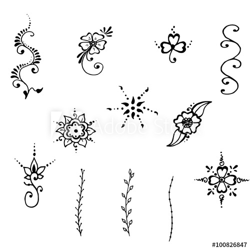 500x500 Vector Floral Elements In Indian Mehndi Style Abstract Henna