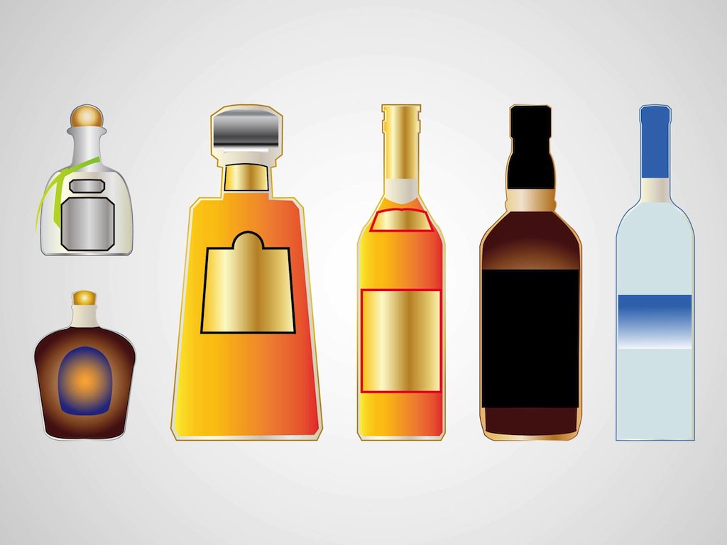 1024x768 Liquor Bottles Vector Art Graphics
