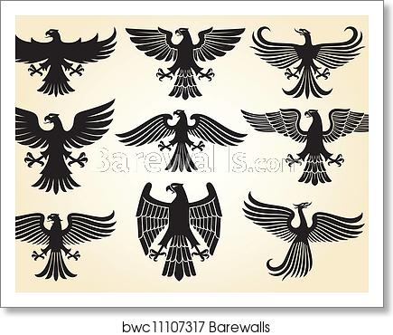 435x370 Heraldic Eagle Set Art Print Barewalls Posters Prints