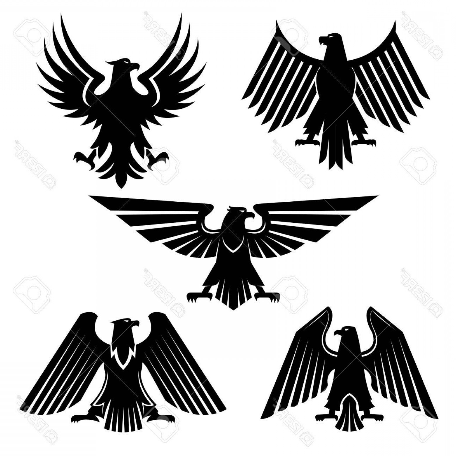 1560x1560 Photostock Vector Heraldic Eagle Or Bird Of Prey Set Of Icons