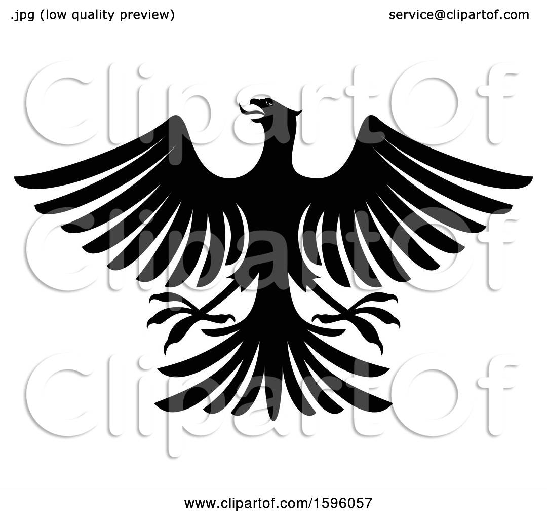 1080x1024 Clipart Of A Black And White Heraldic Eagle