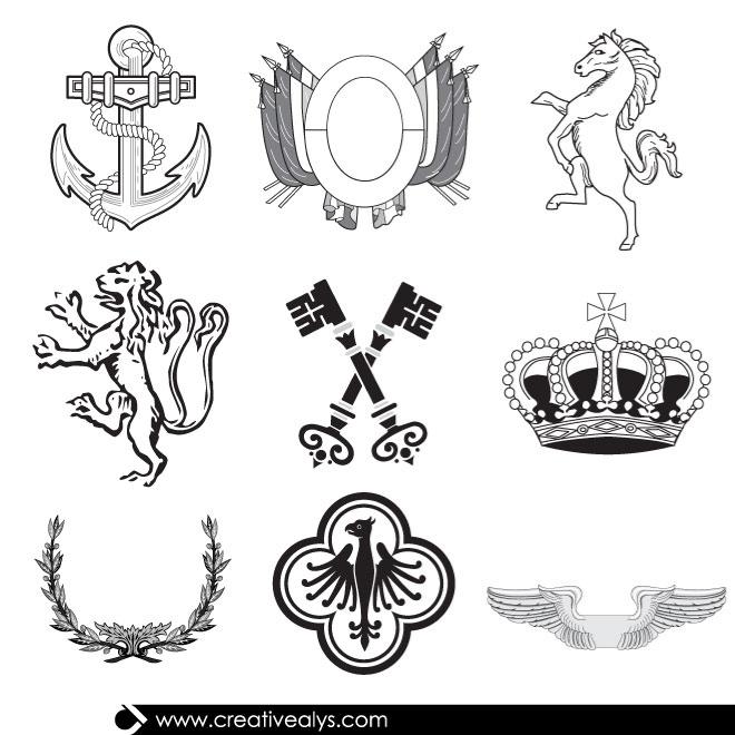 660x660 Heraldic Elements Vector Pack