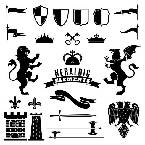 490x490 Heraldic Elements Black White Set