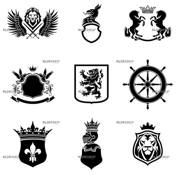 570x570 Coat Of Arms Heraldic Elements Clip Artheraldry Set Of Etsy