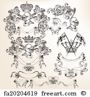 180x195 Free Art Print Of Collection Of Heraldic Decorative Elements