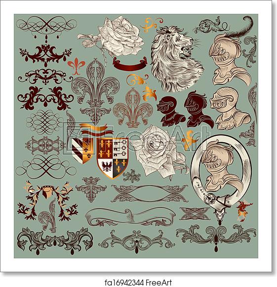 561x581 Free Art Print Of Collection Of Vector Heraldic Elements