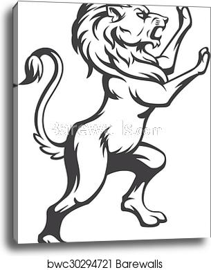 305x390 Heraldic Lion Vector Standing, Canvas Print Barewalls Posters
