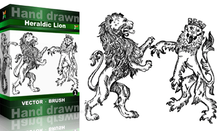 430x260 Heraldic Series Hand Drawn Lion Vector Photoshop Brushes