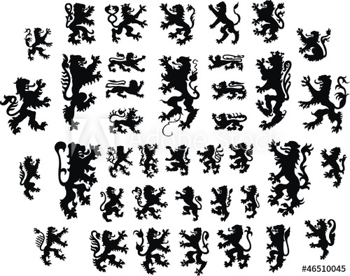 500x395 Heraldic Lions Silhouettes