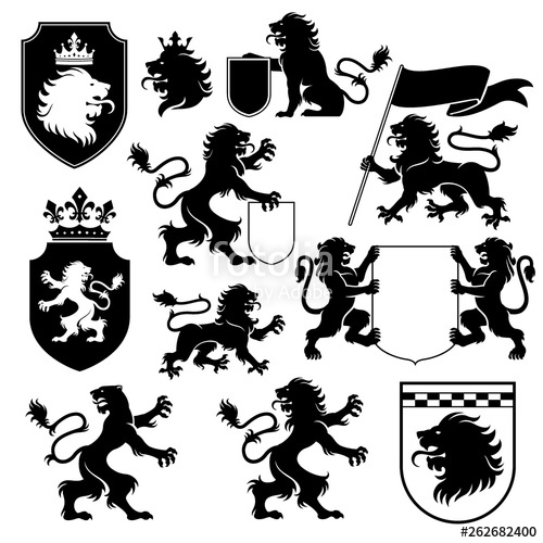 500x500 Heraldic Lion Silhouette Set Stock Image And Royalty Free Vector