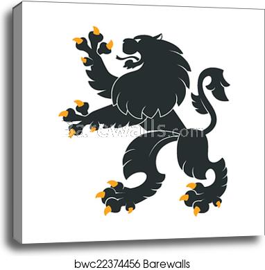 382x390 Black Heraldic Lion, Canvas Print Barewalls Posters Prints