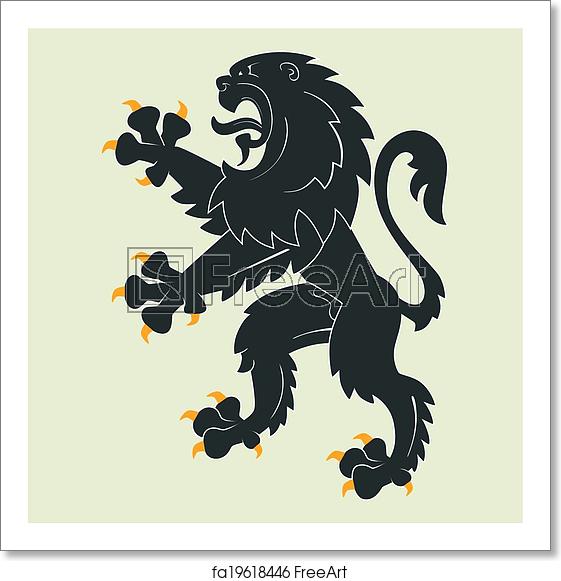 561x581 Free Art Print Of Heraldic Lion Black Rampant Heraldic Lion