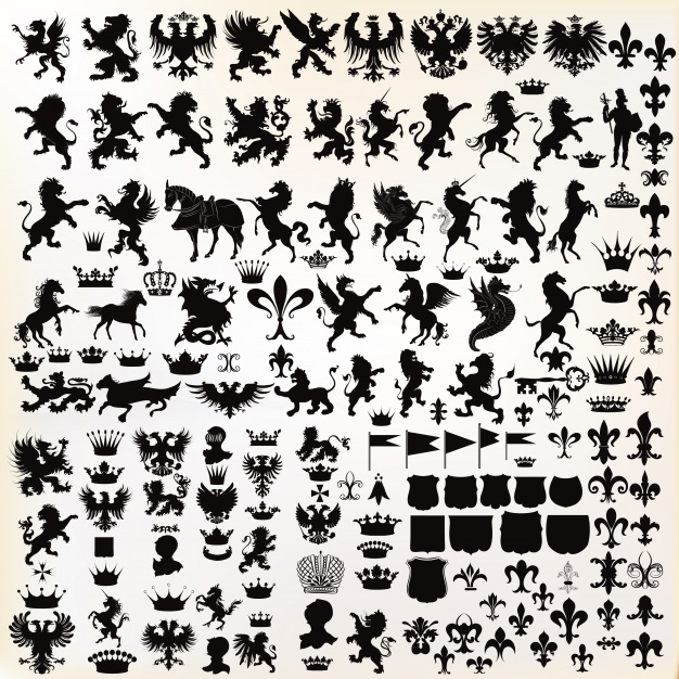 626x626 Heraldic Elements Collection Vector Premium Download