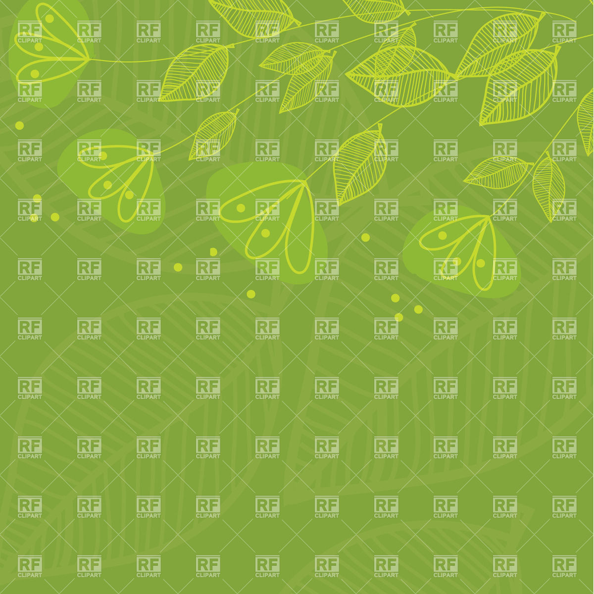 1200x1200 Green Herbal Background With Leaves And Flowers Vector Image