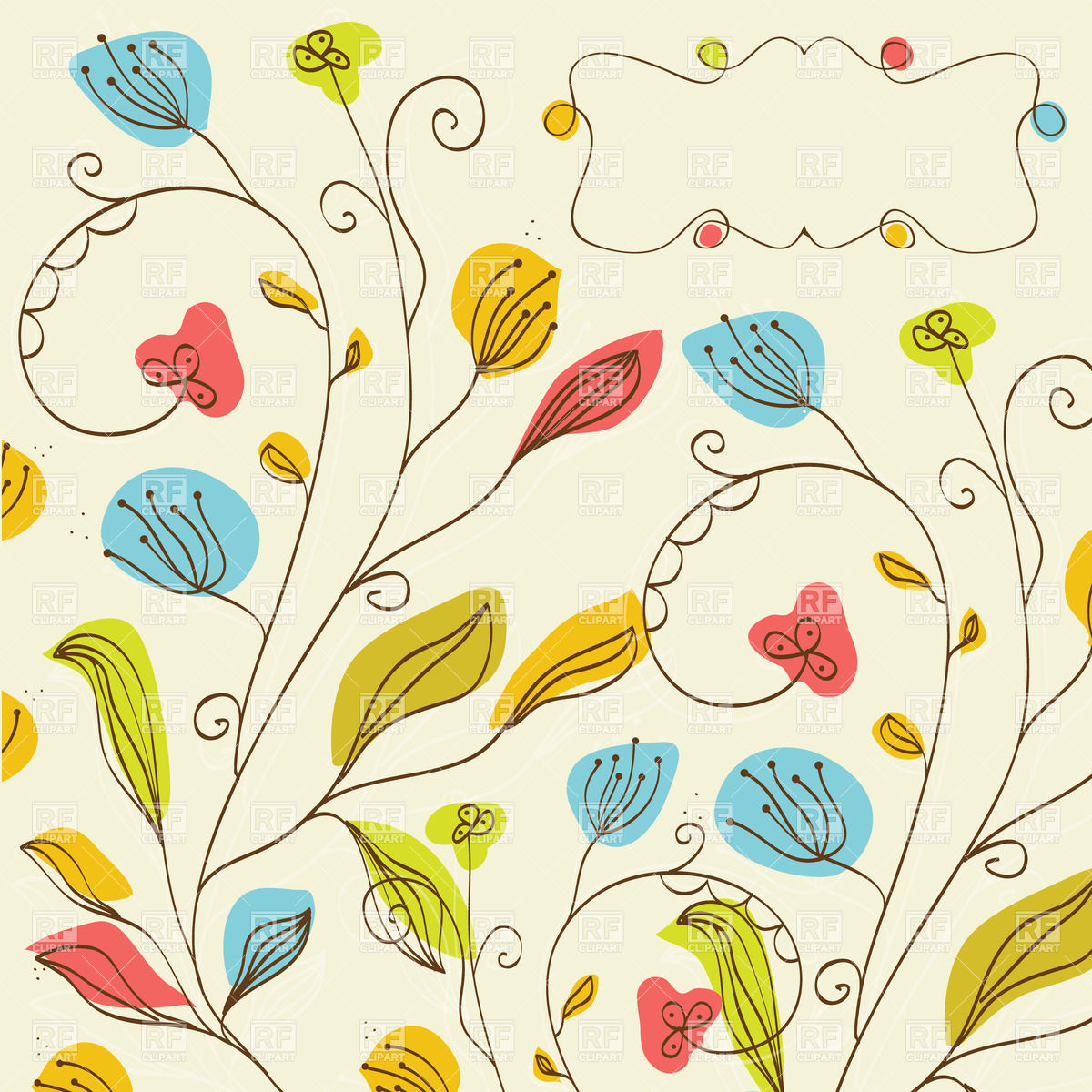 1200x1200 Hand Drawn Herbal Background And Text Frame Vector Image