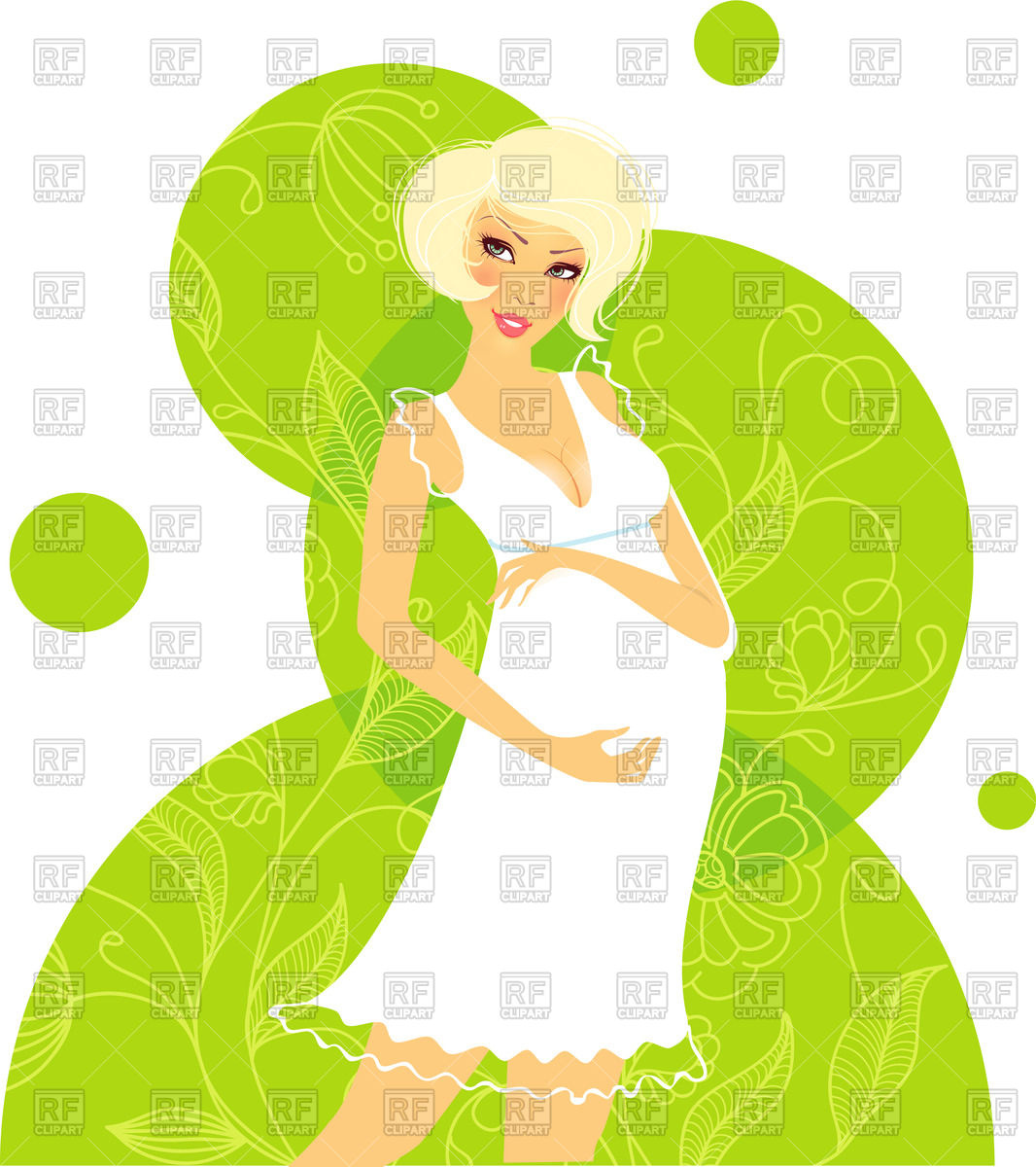 1066x1200 Pregnant Woman Stands In White Dress On Green Herbal Background