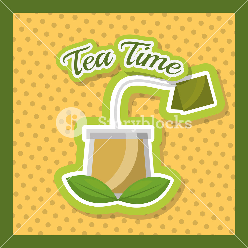 1000x1000 Glass Cup Tea Herbal Teabag Dotted Background