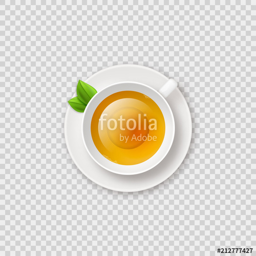 500x500 Realistic Shiny Tea Cup With Herbal Green Tea Vector Illustration