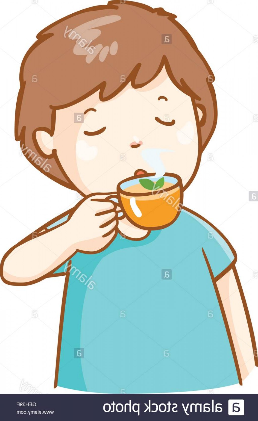 1023x1668 Stock Photo Cold Man Drinking Herbal Tea Vector Illustration
