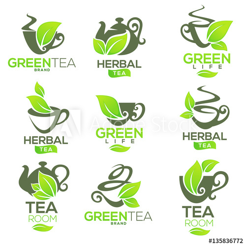 500x500 Green,herbal, Organic Tea, Vector Logo Template Design
