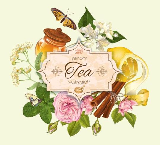 539x491 Herbal Tea Vintage Background Vector Free Graphic, Design