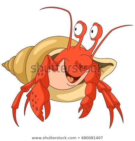 450x470 Hermit Crab In A Shell Cartoon Character Isolated On White
