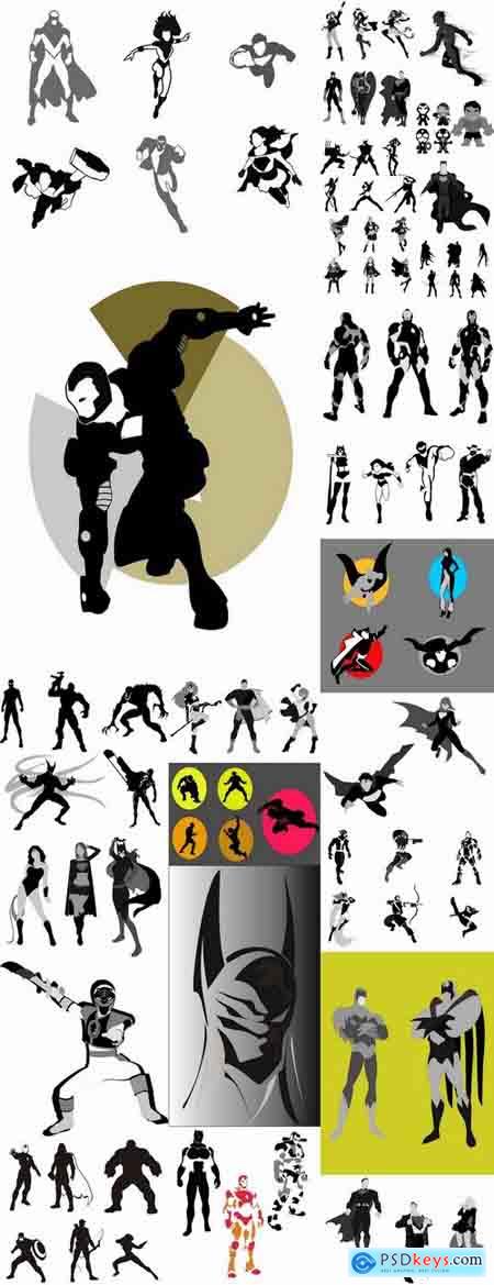 450x1169 Icon Super Hero Silhouette Cartoon Comic Vector Image