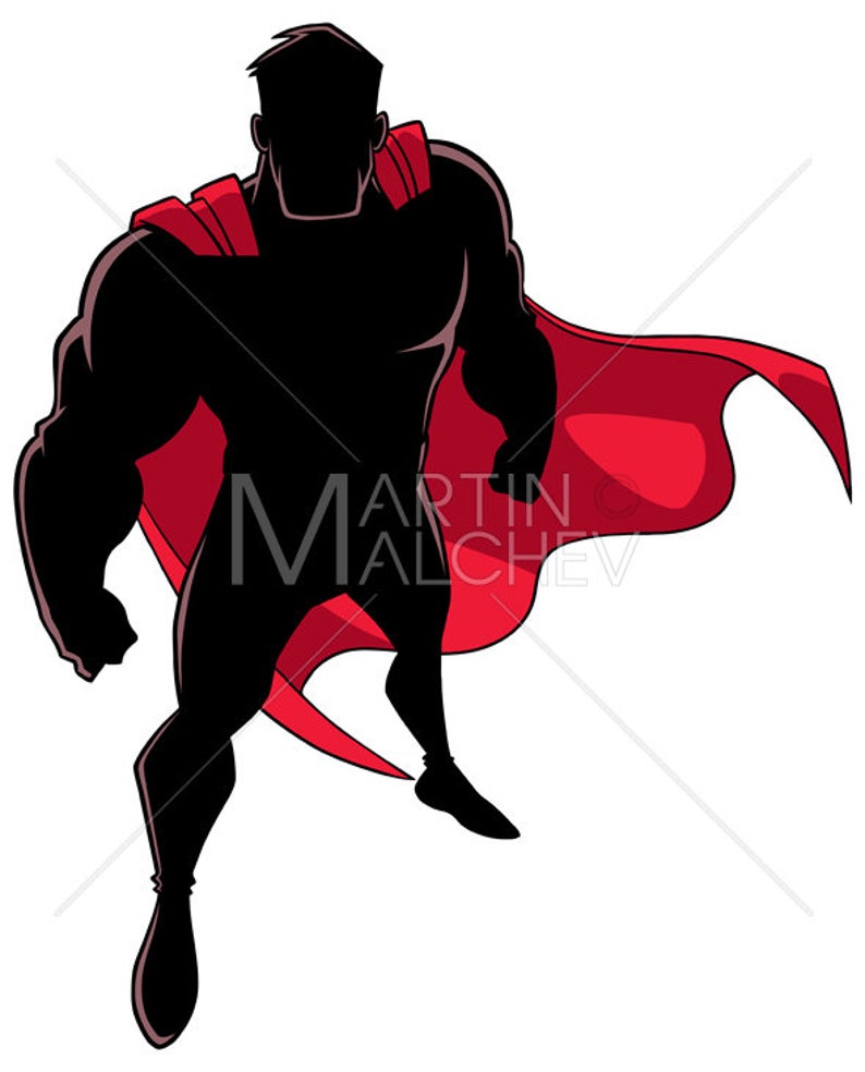 794x984 Superhero From Above Silhouette Vector Illustration Man Etsy