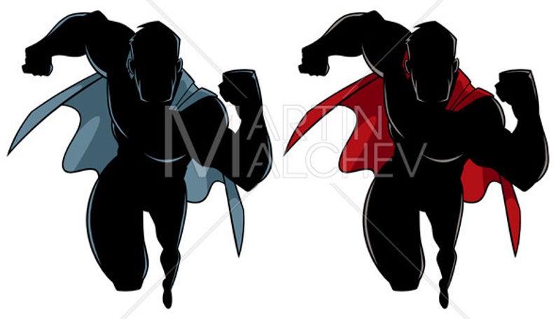 794x455 Superhero Running Silhouette Vector Illustration Man Hero Etsy