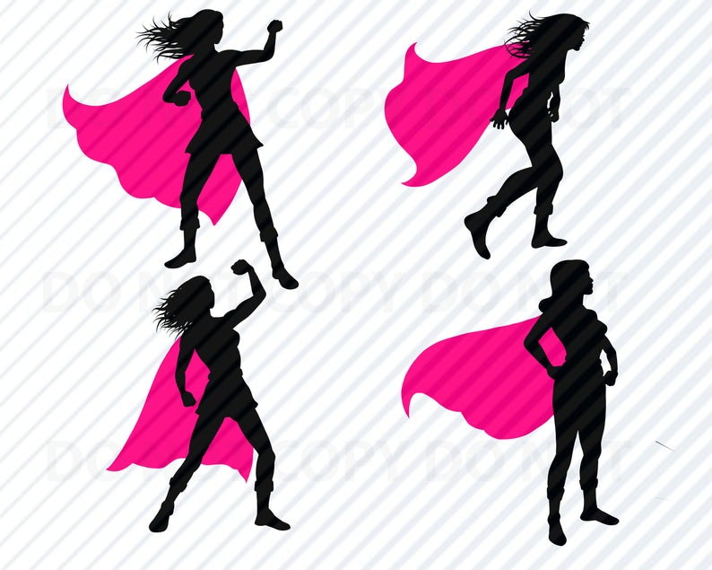 794x635 Woman Superhero Bundle Girl Super Hero Silhouette Clip Art Etsy