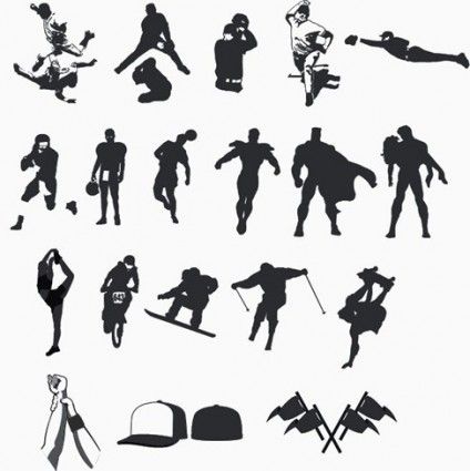 424x425 High Quality Sport And Hero Silhouettes Collection Vector