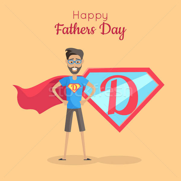 600x600 Happy Fathers Day Poster Daddy Super Hero Vector Illustration