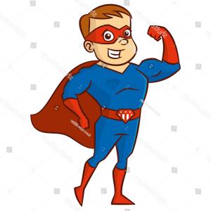 300x300 Photostock Vector Cartoon Superhero Man In Red Cape Male Superhero