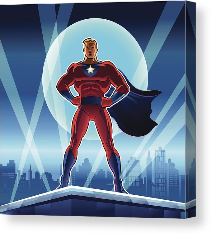 678x750 Super Hero Vector Illustration On A Background Canvas Print