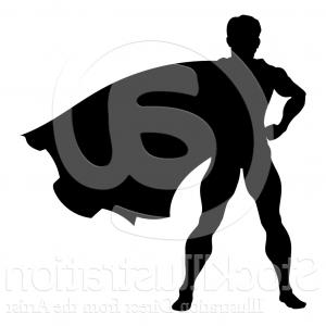 300x300 Vector Illustration Of A Black Silhouetted Male Super Hero
