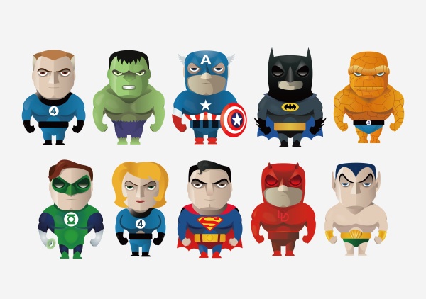 600x422 Cartoon Hero Vector Set Free Download
