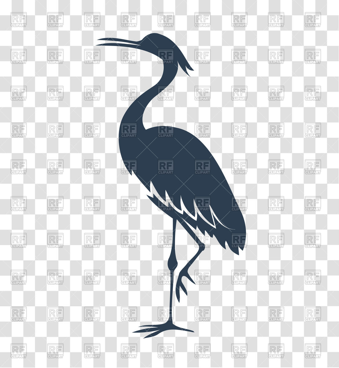 1106x1200 Silhouette Heron On White And Black Background Vector Image
