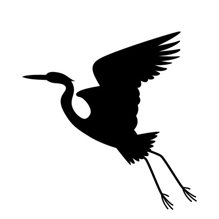 450x450 Heron Bird, Vector Illustration, Black Silhouette, Profile View