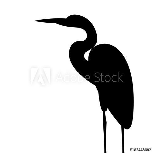 500x500 Heron Vector Illustration Black Silhouette Profile