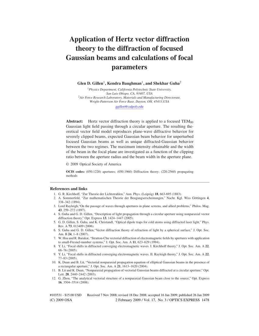 850x1100 Pdf Application Of Hertz Vector Diffraction Theory