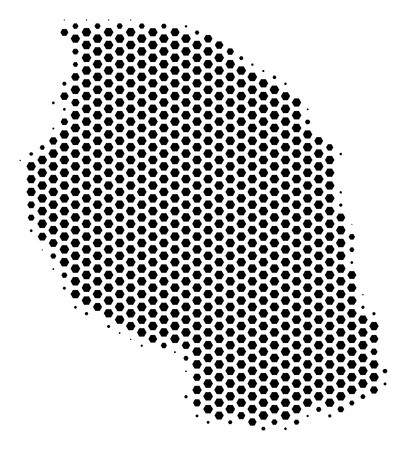 407x450 Hex Tile Tanzania Map Vector Halftone Geographic Scheme