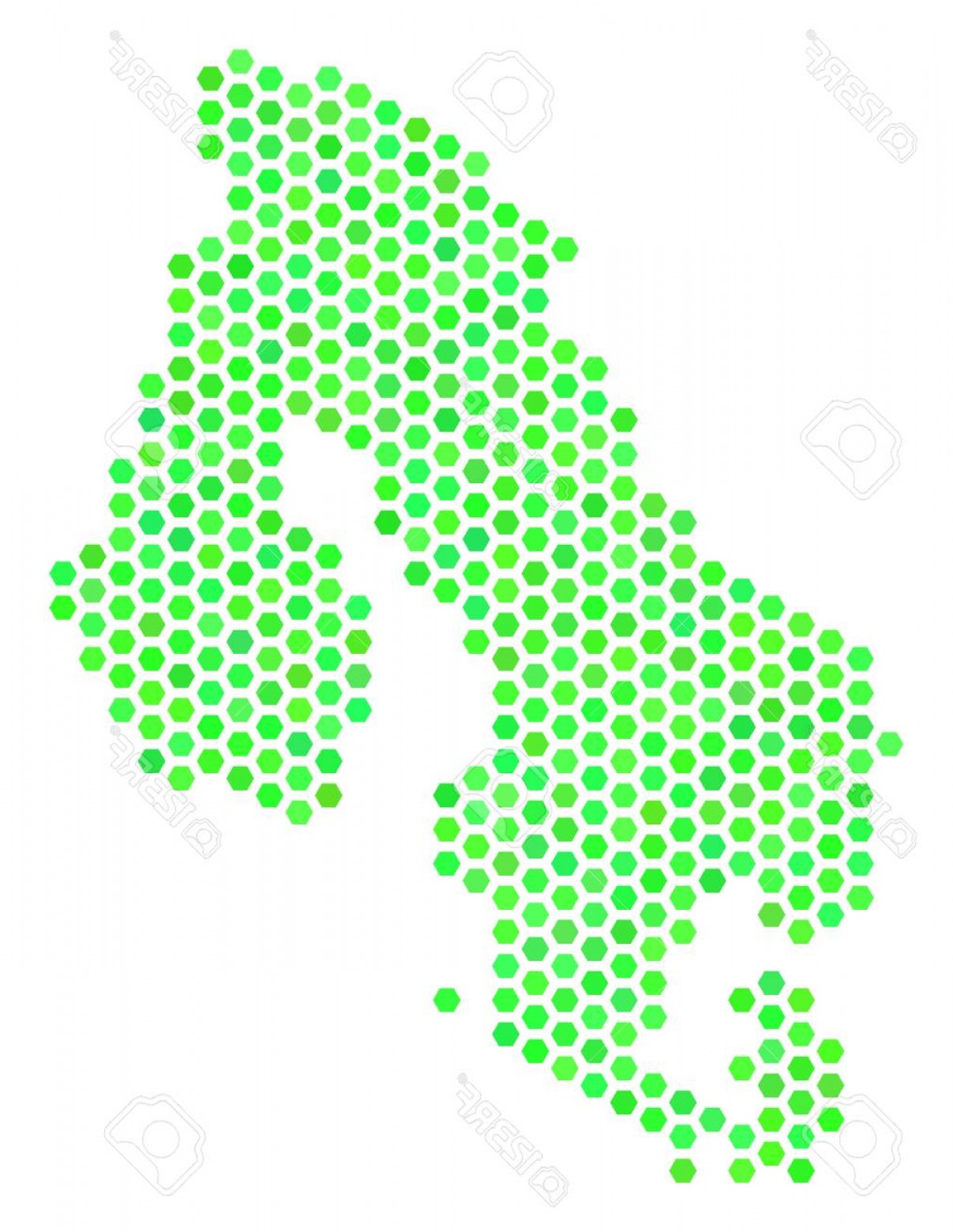 1207x1560 Photostock Vector Green Scandinavia Map Vector Hex Tile Geographic