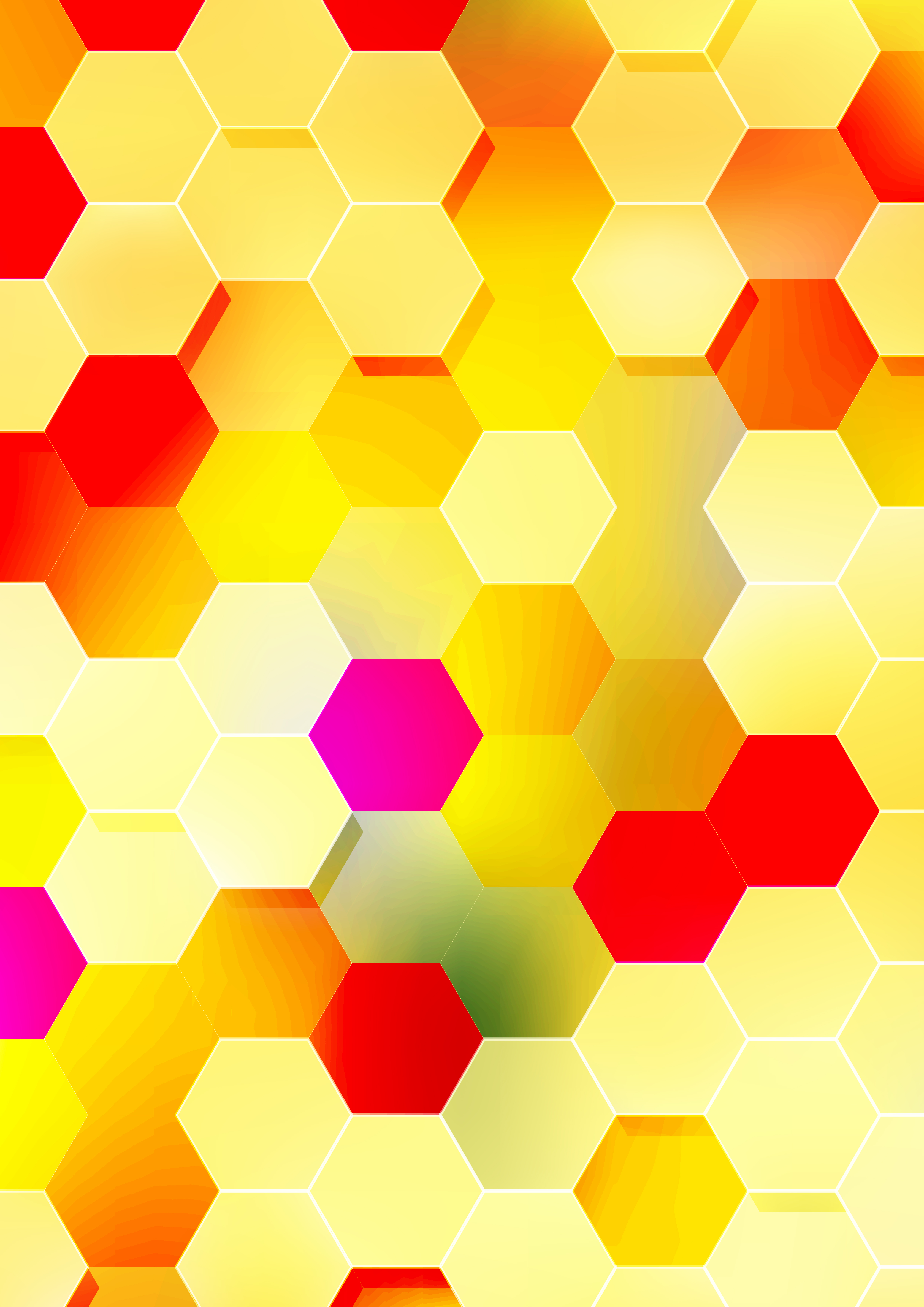 4961x7016 Red And Yellow Hexagon Background Vector Art