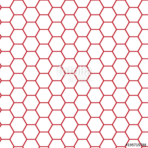 500x500 Hexagon Grid Vector Pattern Background In Red And White Colors